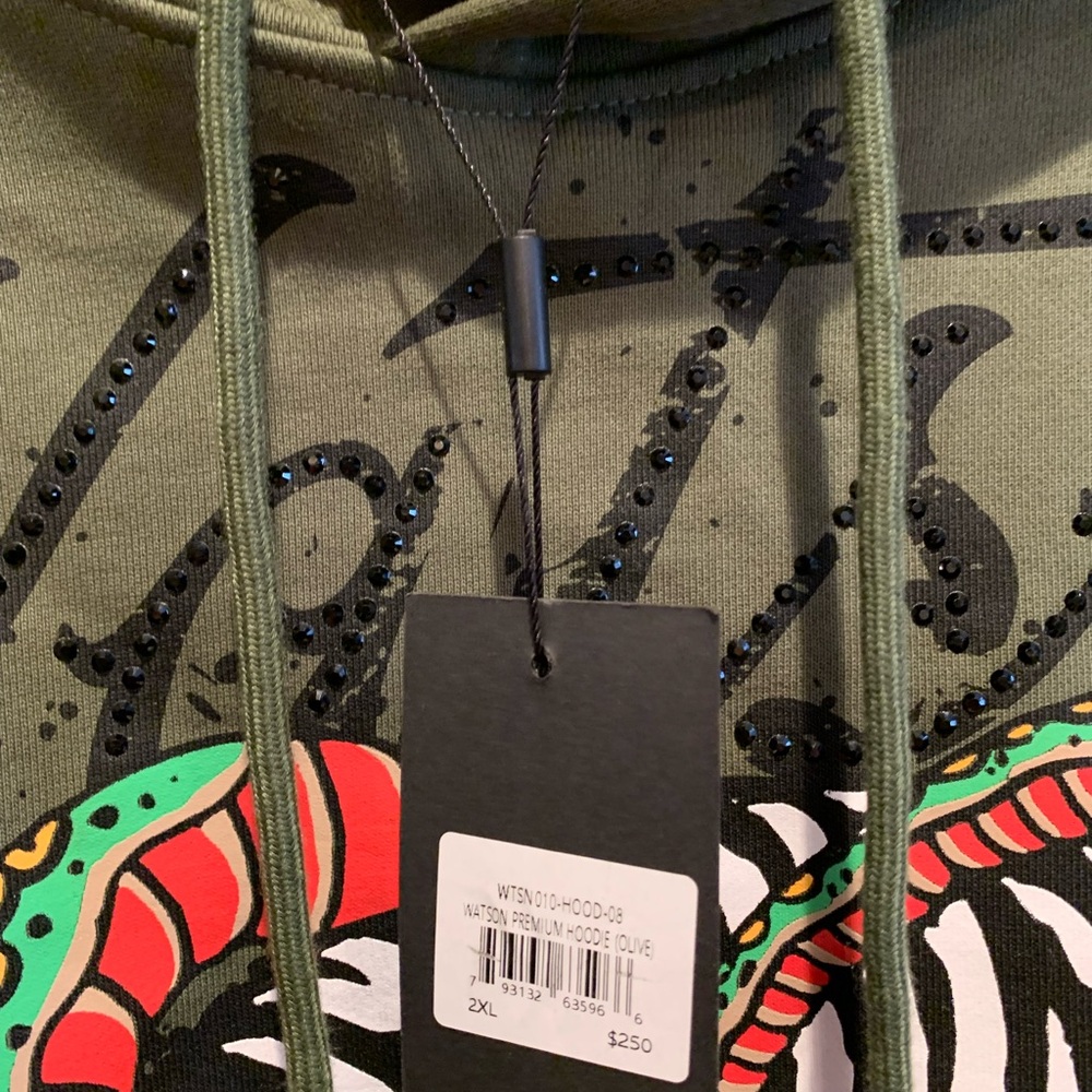 Watson Green Hoodie with Tiger and Snake Design - Picture 4 of 4